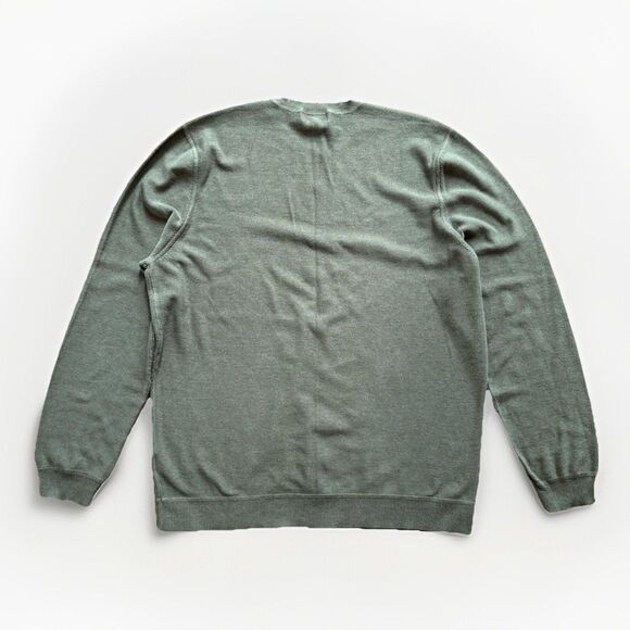 Eddie Bauer Mens Crew Neck Sweater Khaki Green Pima Cotton Size Large Tall - Picture 2 of 9